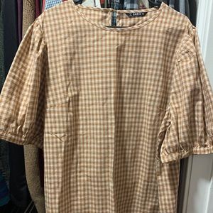 Brown gingham blouse